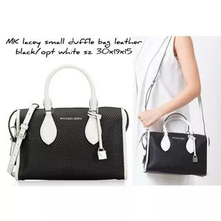 Tas MK Lacey small duffle bag black white sz 30x21cm