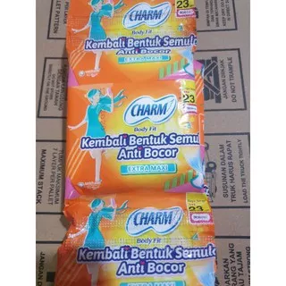 Charm body fit extra maxy pembalut wanita renceng renteng rencengan isi 10 sachet