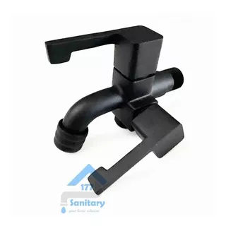 Kran Cabang Kotak UNIK Minimalis HITAM KC17- Keran air model kotak black faucet double dua 2 Y52