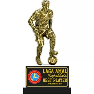 Piala/Trophy/Plakat Best Player/Bahan Akrilik 3mm dan 6mm/Free Desain Suka Suka/Bisa Customs/Piala Best Player/Trophy Best Player/Sepak Bola/
