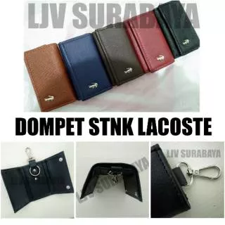 Dompet kulit STNK dan gantungan kunci logo mobil Lacoste