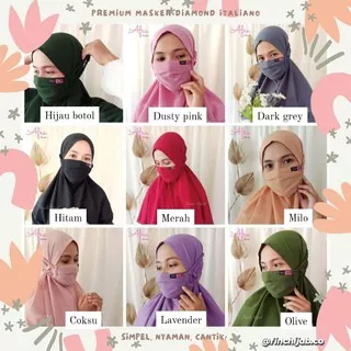 MASKER MEDAN KAIN DIAMOND ITALIANO CREPE SERUT KARET CANTIK FINCH HIJAB MIN. 3 PCS