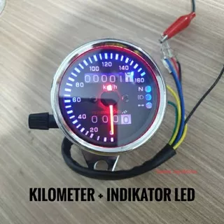 Speedometer Spidometer Kilometer LED Motor Universal Bulat