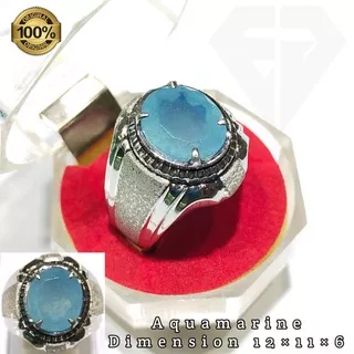 Batu aquamarine beryl natural cincin batu akik cincin permata