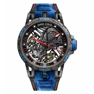 Jam Tangan Pria Roger Dubuis Aventador Excalibur Automatic Dial Blue Rubber Strap