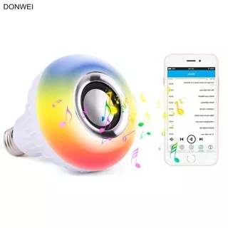 Bola Lampu Smart LED RGB E27 12W Bluetooth Speaker With Remote