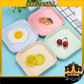 KINGS - H5233 Piring Jerami Persegi / Piring Saji / Piring Buah / Wadah Buah / Piring Snack / Piring Plastik