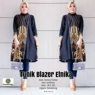 Dress Batik Blazer Etnika Baju Kantoran Wanita Casual Formal Kondangan Katun Halus Motif Warna