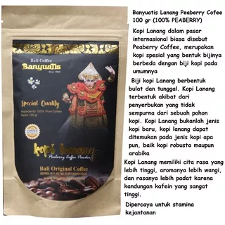 PROMO TERMURAH COD -Kopi Bali Banyuatis LANANG 100% PEABERRY COFFEE 100 gr. STAMINA & KEJANTANAN - TERLARIS - KOPI LANANG - PEABERRY COFFEE -AROMA KOPI KHAS - TOKO KOPI TOP BALI - BALI COFFEE SHOP -KOPI STAMINA PRIA/WANITA TERBAIK