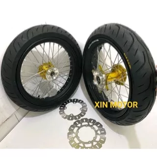 Paket  Wheelset Velg Set SuperMoto CRF 150 KlX CRF150 L WR 155 D-Tracker CRF150L - Sepaket Velg Super Moto KLX 150 CRF 150 - Paketan Velg SuperMoto KLX 150 KLX150 CRF150L FULL SET FM Paket