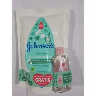 Johnsons Baby Bath Milk Rice Refill 400 ML +..FREE 50 ML OIL JB OIL BANDED (05.2024)..promo ramadhan