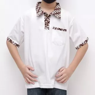Kaos Krah Polo Batik Anak Unisex Lengan Pendek Warna Putih Premium Jabrik Jogja