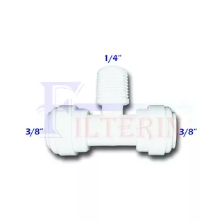 Fitting RO Tee 3/8 Selang - 1/4 Drat Luar - 3/8 Selang