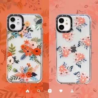 Case Realme 7i C17 7 4G Narzo 20 5 Pro C15 C11 2020 5S 5i 6i C2 C1 Double Color Anti-Crack Clear Soft TPU Phone Case Motif Red and Pink Flowers