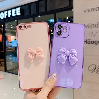 Samsung Galaxy A12 M11 A11 A10 A30s A50 A50s A70 A51 A71 Note 10 20 Ultra S20 S10 Lite S9 Plus Note 9 10 Pink Purple Lilac Lavender Fashion Lovely Bowknot IMD Laser Silicone Soft Case Girls Full Cover Back Casing | MMT