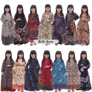 Baju Batik Anak Perempuan Modern Cantik / Baju Dres Gamis Kondangan Kids Anak Muslim Syari Lucu Imut