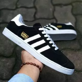 Sepatu Adidas Gazelle Black White Hitam Putih Sekolah Kerja Kuliah Kado Hadiah Pria Termurah Casual