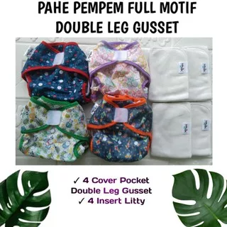 PAKET HEMAT Pempem Velcro Full Motif | Double Leg Gusset insert litty