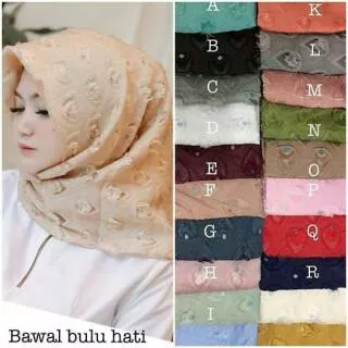 Jilbab segiempat rubiah bawal bulu hati/bulu merak premium