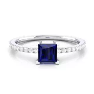 Cincin emas dengan batu natural blue safir / saphire plus berlian eropa 10pcs