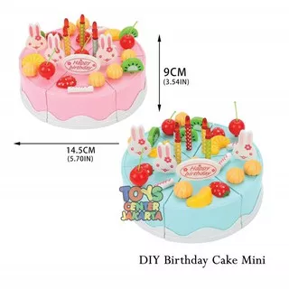 Mainan Kue Potong DIY BIRTHDAY CAKE MINI 37 PCS Ada Musik & Lampu