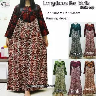 Longdress Batik Cap Mella| Daster muslim batik Cap Halusan LD106 PB134 bisa order 01 02 03 04 05 06