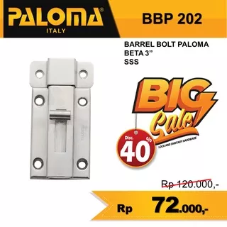 PALOMA BBP 202 BARREL BOLT GRENDEL SLOT 3 INCH PINTU STAINLESS  SUS 304 SSS