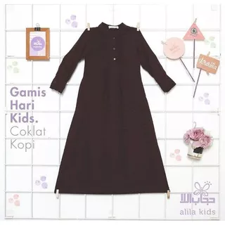 Gamis Hari Kids Coklat Kopi | Gamis Polos | Hijab Alila Kids