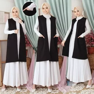 Cardigan Odiva Outer Wanita Polos Fashion Muslim Cardi Tanpa Lengan Outer Cardigan Odiva Vest Scuba