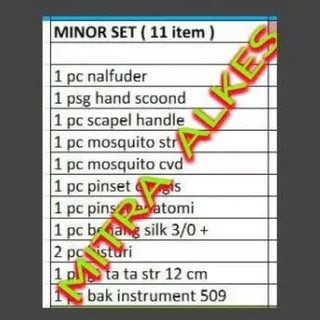 Minor set 11 item / set minor / Alat operasi / alat bedah minor