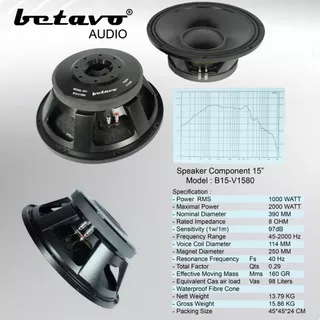 SPEAKER BETAVO B15 V1580 15 INCH COIL 4.5 INCH BUAT LOW UNTUK LAPANGAN LIVE