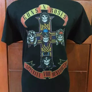 Kaos Tshirt Rock Guns `N Roses DTG ptinting Size L XL Black