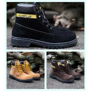 Model Baru Siap Kirim !! Sepatu Boot Pria Caterpillar Sby High Suede Keren Outdoor Bikers