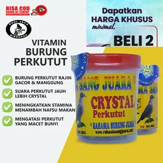 CRYSTAL RSJ PERKUTUT KAPSUL JAMU VITAMIN PENGGACOR BURUNG PERKUTUT ANGGUNGAN DERKUKU PUTER PELUNG