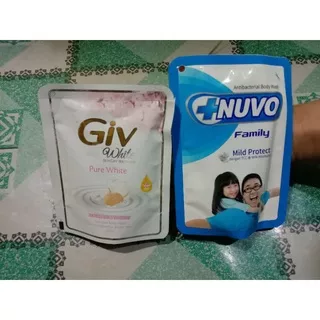 Sabun Give Cair Give White Bengkoang & Yoghurt 60ml sabun Refill / isi ulang / Antibacterial Body Wash Nuvo Family Mild Protect / Nuvo Sabun Cair Refill 60ml
