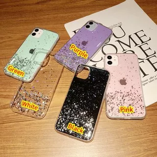 Case Soft Ponsel Kembali Penutup Glitter Perak Foil Kasus Telepon Lembut Transparan Casing For Samsung Galaxy S21+ S21 A02 M02 A12 A02S A52 A72 Ultra Phone Case Fashion Glitter Silver Foil Transparent Soft Mobile Back Cover