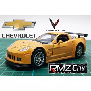 RMZ Chevrolet Corvette C6-R Metalic Yellow Miniatur Diecast Mobil Chevrolet C6R Kuning