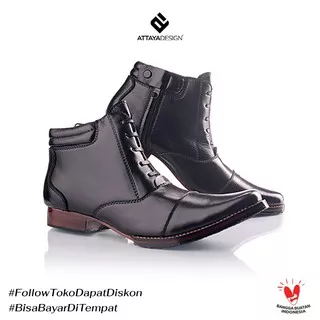 VB67Y Sepatu Pantofel Pria Model Boots Resleting Aladin Tinggi Tali - ATTAYA DESIGN