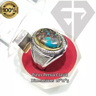 Cincin batu pirus persia clasik asli natural  atau cincin pria batu akik