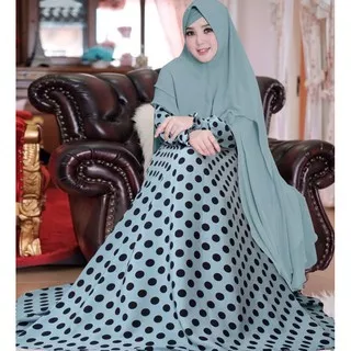 [ NEW ] ONDE SYARI NEVY LIGHT BLUE | GAMIS BAHAN MONALISA KLOK 4M | KHIMAR CERUTY 2 LAYER | ALLSIZE