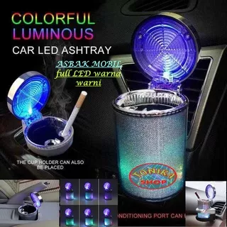 Asbak Rokok Mobil tempat putung rokok mobil dengan lampu LED portable Stainless Steel+ plastik