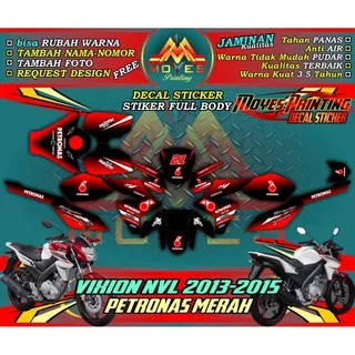 Decal Sticker Motor Yamaha Vixion NVL Versi Tahun 2013-2015 Motif Petronas Merah Stiker Fullbody