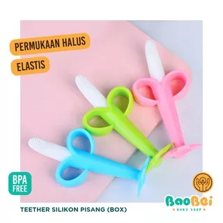 Sikat Gigi Bayi / Mainan Gigitan Bayi / Teether Gigitan Bayi / Teether Bahan Silikon Bentuk Pisang