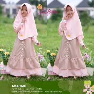 Gamis anak 5-6 tahun labella toyobo peach