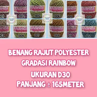 Benang Rajut Polyester Gradasi  RAINBOW  @100 Gram Variasi 14 warna