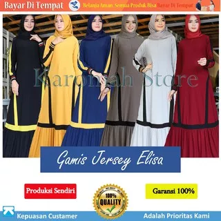 Gamis Jersey Korea Premium Motif  Elisa Merah Busui Super Tebal Seragaman Terbaru Murah Dress Muslim