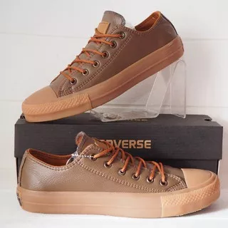 CONVERSE ALLSTAR KULIT HIGH / LOW COKLAT HITAM