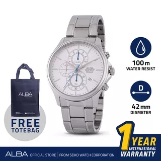 Jam Tangan Stainless Pria Silver Alba AM3413 Quartz Analog AM3413X1 Original