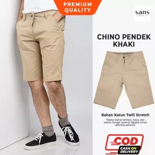 Celana Cinos Pendek Pria Dewasa Original Premium Short Chino Pants Celana Santai Casual Slimfit Bahan Katun Twill Stretch Elastis Keren Kekinian Warna Polos Coklat Khaki Ukuran 29-34