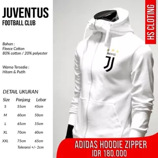 Jaket JUVENTUS FC Hoodie Zipper Bianconeri Hitam Putih S M L XL XXL Big Size